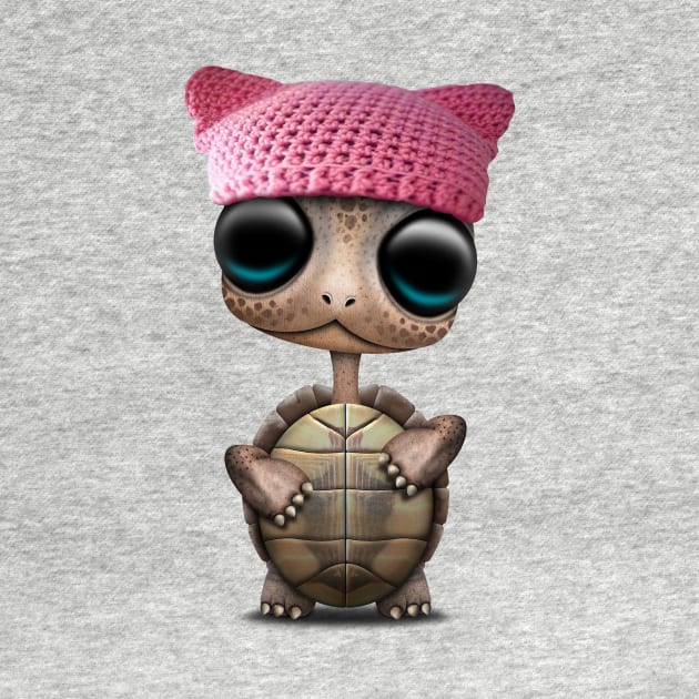 Cute Baby Turtle Wearing Pussy Hat by jeffbartels